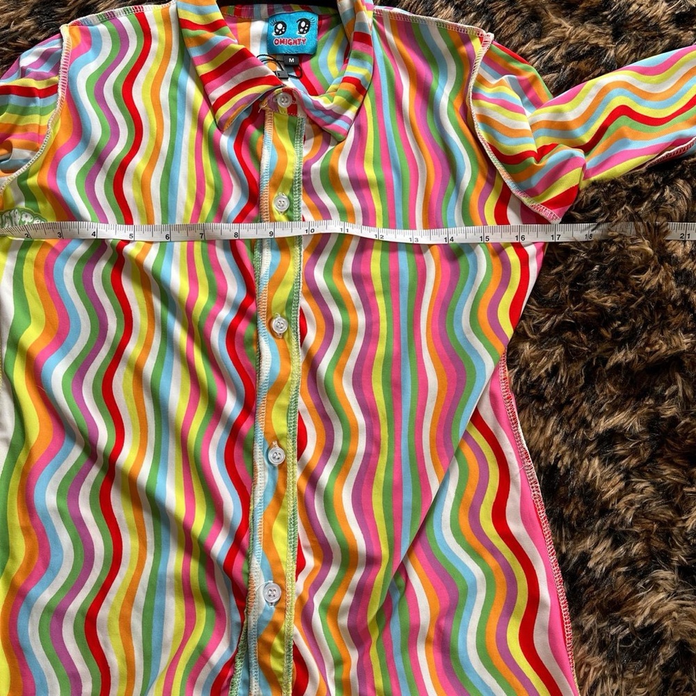 O'mighty Multicolor Wavy Button Down Shirt - image 7